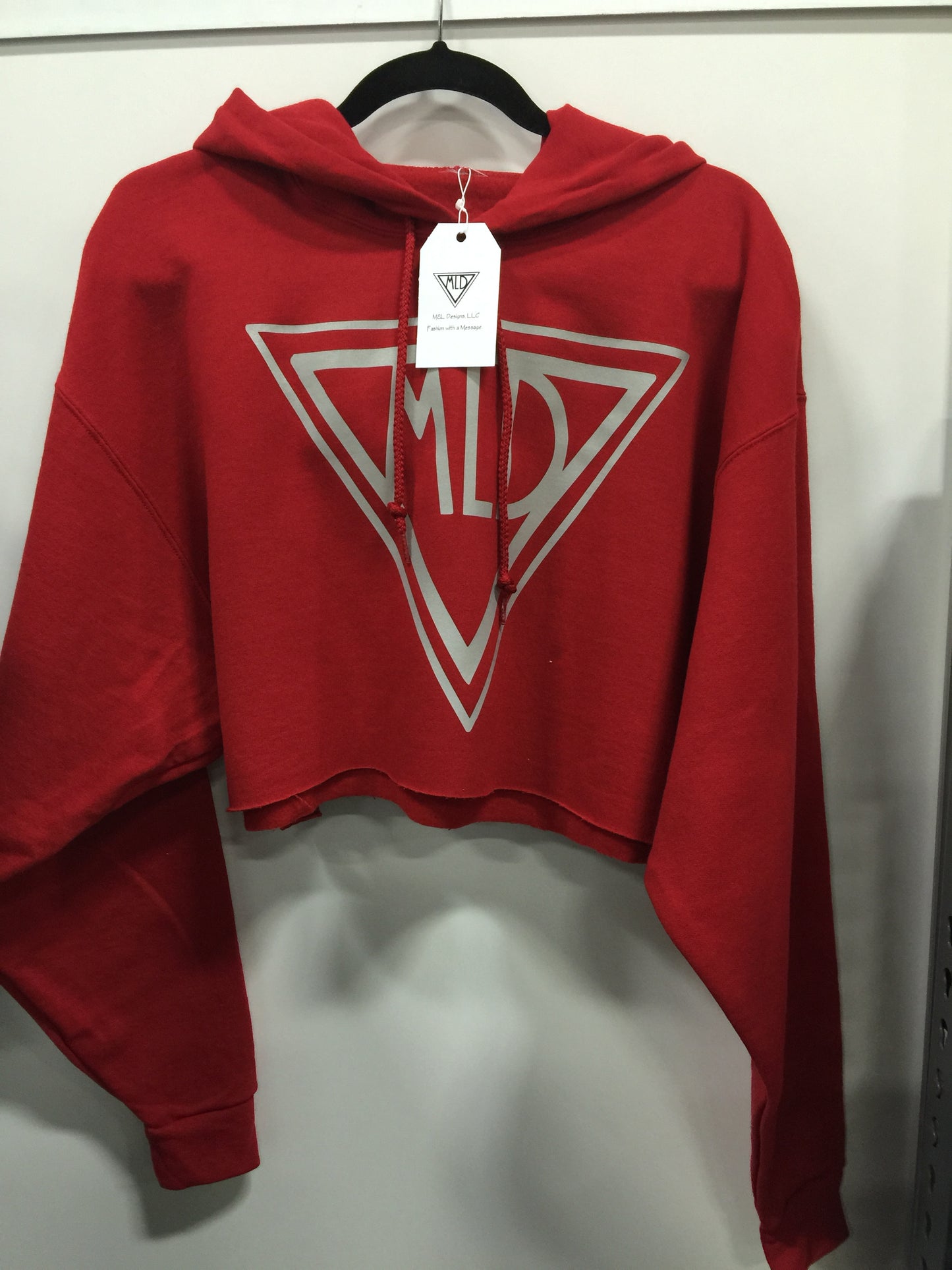 Reflective MLD Logo Crop Hoodie
