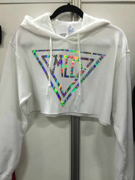 Holographic MLD Logo Crop Hoodie